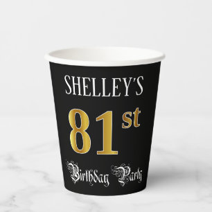 Gobelets En Papier Fête d'anniversaire 81st — Script fantaisie, Fa