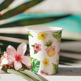Gobelets En Papier Fête d'anniversaire Aloha Luau Tropical