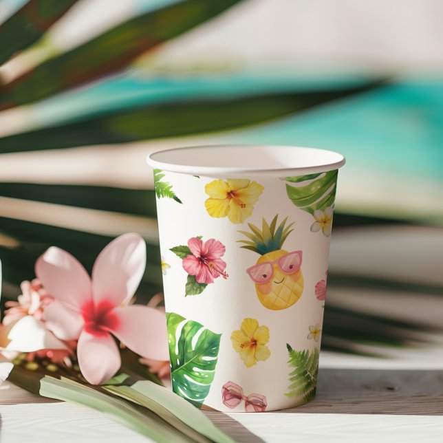 Gobelets En Papier Fête d'anniversaire Aloha Luau Tropical (Créateur téléchargé)