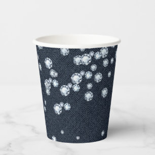Gobelets En Papier Fête d'anniversaire chic élégant en denim et diama