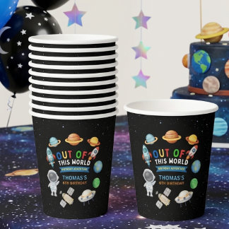 Gobelets En Papier Fête d'anniversaire colorée et hors de ce monde da