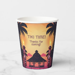 Gobelets En Papier Fête d'anniversaire colorée Tiki Hawaiian