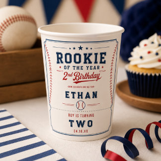 Gobelets En Papier Fête d'anniversaire de 2 ans Rookie of the Year Ba