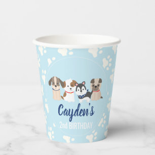 Gobelets En Papier Fête d'anniversaire de chiot empreintes de patte b