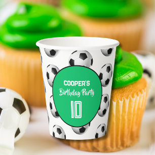 Gobelets En Papier Fête d'anniversaire de football Garçon Vert