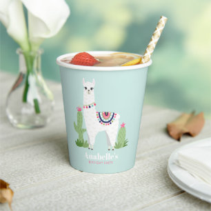 Gobelets En Papier Fête d'anniversaire de la petite Llama