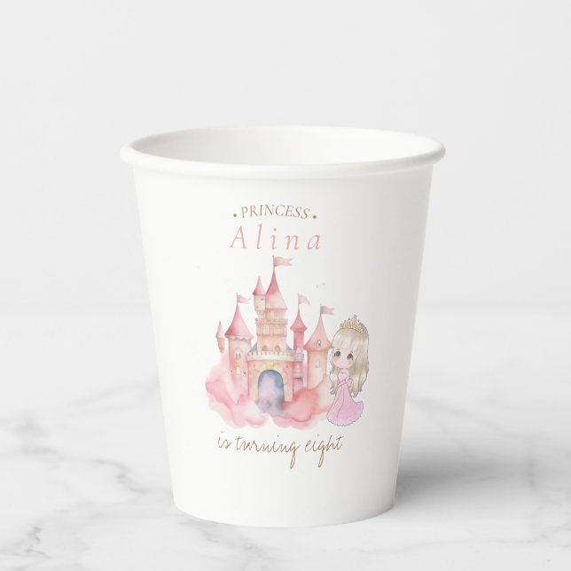 Gobelets En Papier Fête d'anniversaire de la princesse (Recto)