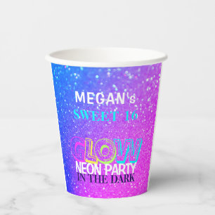 Gobelets En Papier Fête d'anniversaire de Neon glow Sweet sixteen