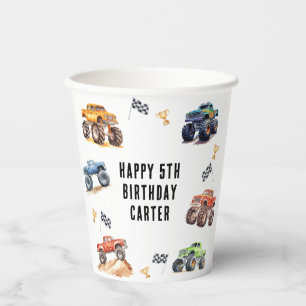Gobelets En Papier Fête d'anniversaire des Enfants Monster Trucks