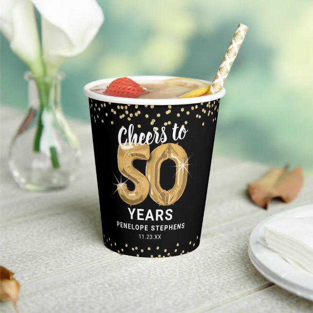 Gobelets En Papier Fête d'anniversaire moderne de 50 ans (Insitu)