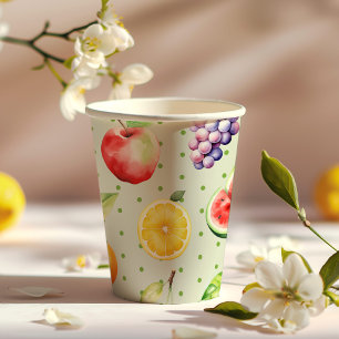 Gobelets En Papier Fête d'anniversaire motif de fruits frutti à deux 
