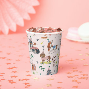 Gobelets En Papier Fête d'anniversaire pour chien rose Let's Pawty