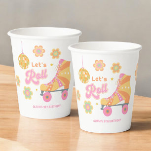 Gobelets En Papier Fête d'anniversaire Roll Girl Roller Skating