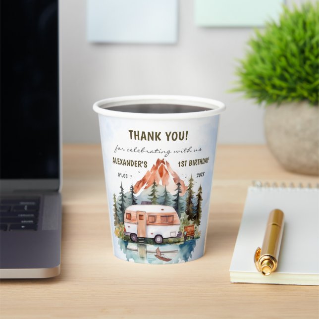 Gobelets En Papier Fête d'anniversaire rustique de Camping Mountain (Insitu)
