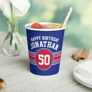 Gobelets En Papier Fête d'anniversaire Sportpes & Age - Rouge Bleu