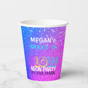 Gobelets En Papier Fête d'anniversaire Sweet Sixteen avec lueur néon