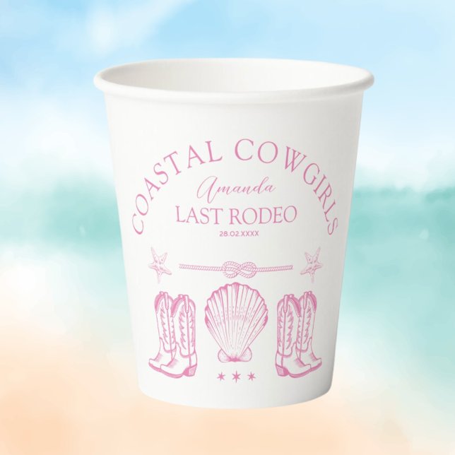 Gobelets En Papier Fête de Bachelorette de Cowgirl Côtière Nautique d (Coastal Cowgirl Nautical Beach Bachelorette Party Paper Cups
)