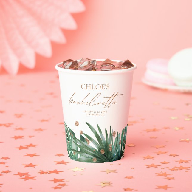 Gobelets En Papier Fête de Bachelorette moderne Tropical & Diamond (Insitu)