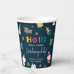 Gobelets En Papier Fête de bébé de Noël drôle 'Ho Ho Mon Dieu'