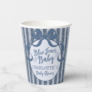 Gobelets En Papier Fête de Bébé en Jean Bleu Coquette en Denim