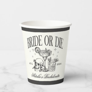 Gobelets En Papier Fête De Cocktail De Mariée Ou De Mort Sur Mesure