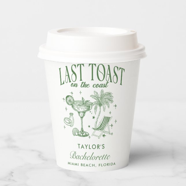 Gobelets En Papier Fête de Fiançailles de la Côte Moderne Cocktail Ve (Recto)