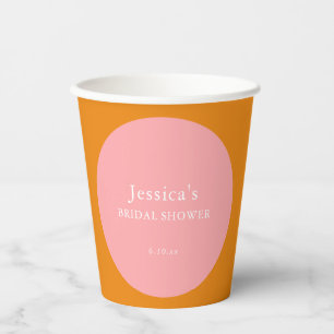 Gobelets En Papier Fête de Fiançailles Moderne Rétro Rose Orange