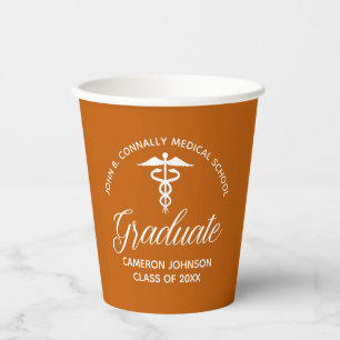 Gobelets En Papier Fête de graduation Médicale Orange personnalisée