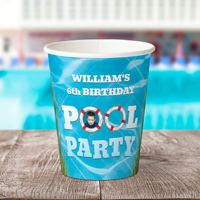 Gobelets En Papier Fête de la piscine pour enfants - fête d'anniversa (Créateur téléchargé)