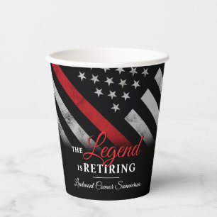 Gobelets En Papier Fête de la retraite des pompiers Ligne Rouge