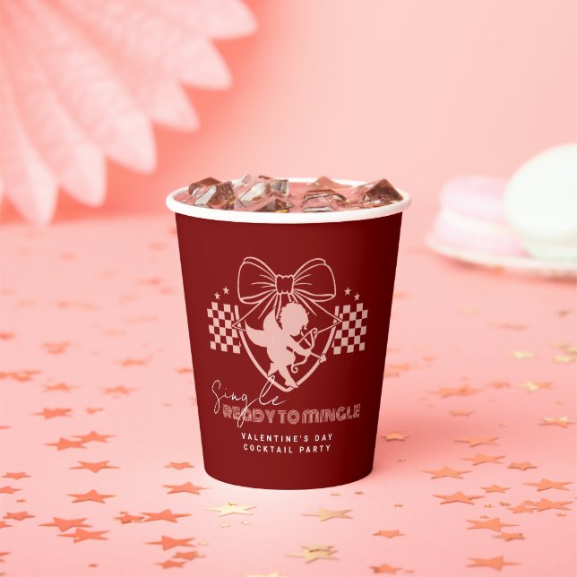 Gobelets En Papier Fête de la Saint-Valentin pour célibataires Red Cu (Insitu)