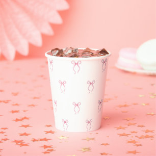 Gobelets En Papier Fête de mariage au nœud rose