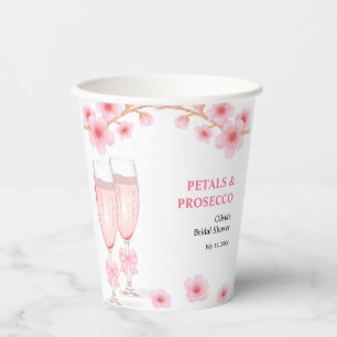 Gobelets En Papier Fête de mariage aux pétales florales à ruban rose