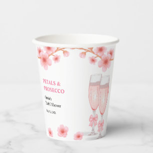 Gobelets En Papier Fête de mariage aux pétales florales à ruban rose