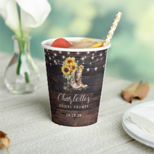 Gobelets En Papier Fête de mariage champêtre Floral 