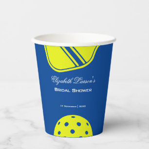Gobelets En Papier Fête de Mariage des Amoureux de Pickleball Néon Bl