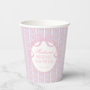 Gobelets En Papier Fête de mariage fleurie élégante vintage pourpre