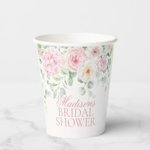 Gobelets En Papier Fête de mariage florale hydrangea rose en fleurs