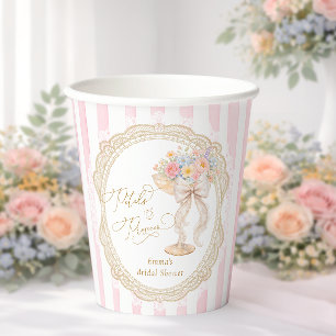 Gobelets En Papier Fête de mariage rose et or Pétales et Prosecco