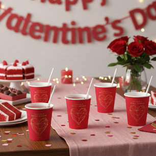Gobelets En Papier Fête de mariage Saint-Valentin Cœur géométrique