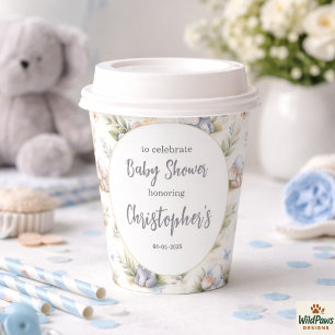 Gobelets En Papier Fête de naissance garçon éléphant aquarelle - Safa