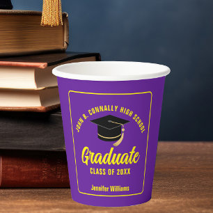 Gobelets En Papier Fête de remise de diplômes personnalisée Violet Ja
