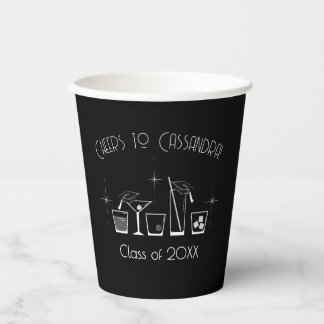 Gobelets En Papier Fête de remise des diplômes Casquette et Cocktail