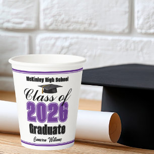 Gobelets En Papier Fête de remise des diplômes personnalisée violette