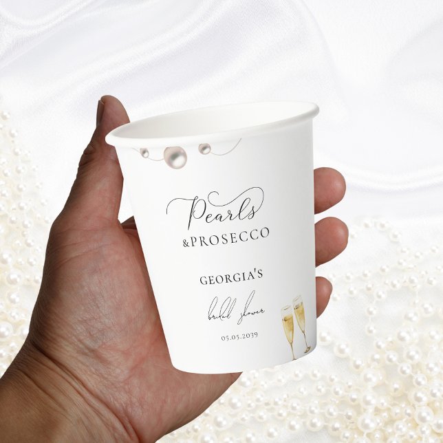 Gobelets En Papier Fête des mariées à thème Perles et Prosecco Champa (Créateur téléchargé)