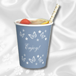Gobelets En Papier Fête des mariées de beurre blanc bleu foncé