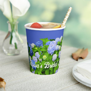 Gobelets En Papier Fête des mariées de fleurs Blue Hydrangea