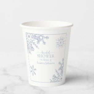 Gobelets En Papier Fête des mariées d'hiver moderne Dusty Blue Snowfl