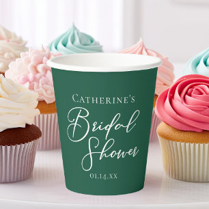 Gobelets En Papier Fête des mariées Emerald Green personnalisée