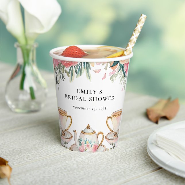 Gobelets En Papier Fête des mariées Floral Elegant Tea Party (Insitu)